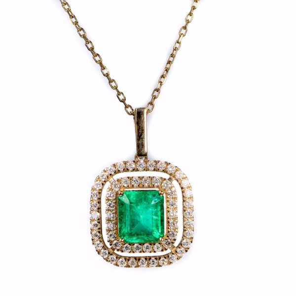 Square Emerald | Diamond Pendant online from Kajal Naina