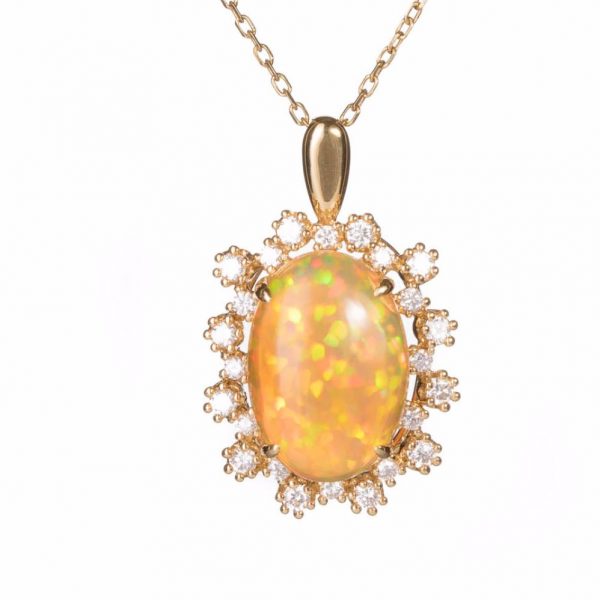Gold Opal Diamond Pendant