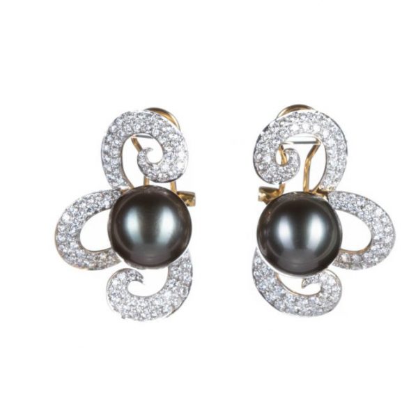 Tahitian Pearl and Diamond Earrings online from Kajal Naina