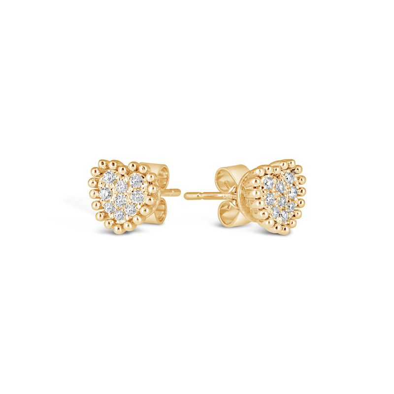 Bling Gold Heart Stud Earrings online from Kajal Naina