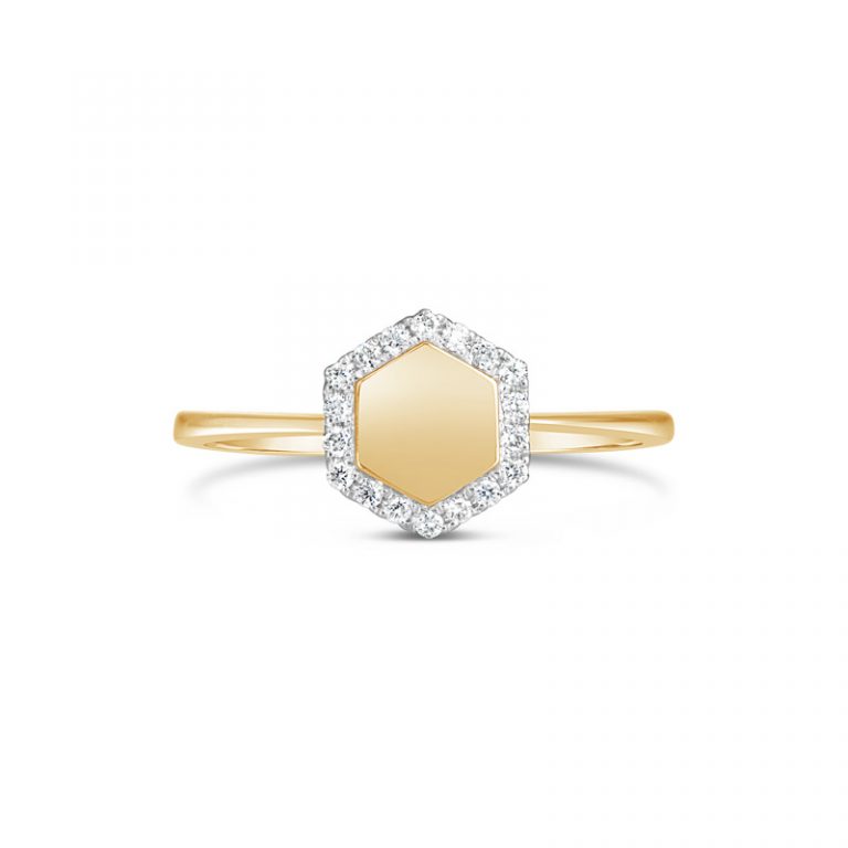 Gold | Diamond Hex Ring Online from Kajal Naina