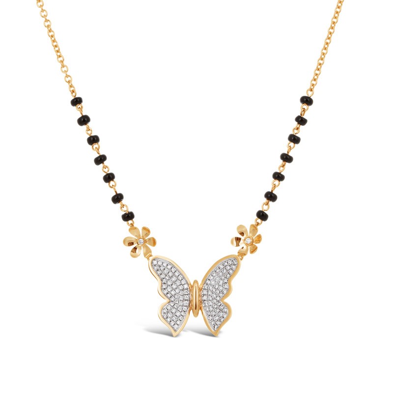 Black beads butterfly magalsutra