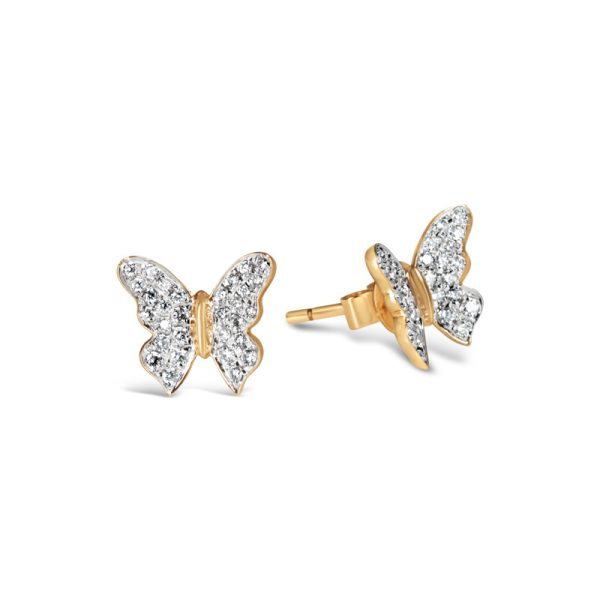 Diamond and gold butterfly earrings