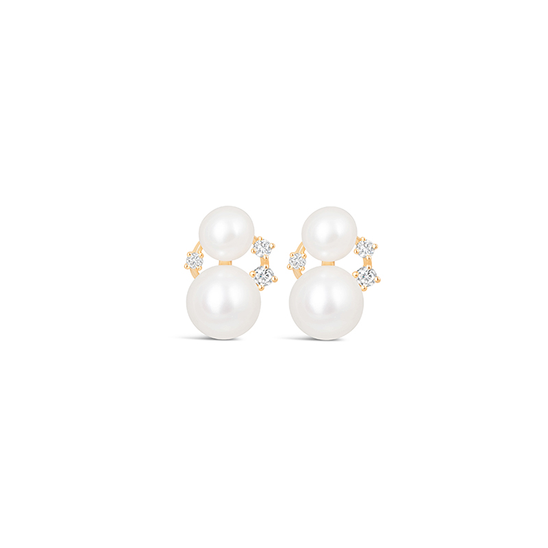 Mini Bubbles Pearl & Diamond Earrings | Kajal Naina