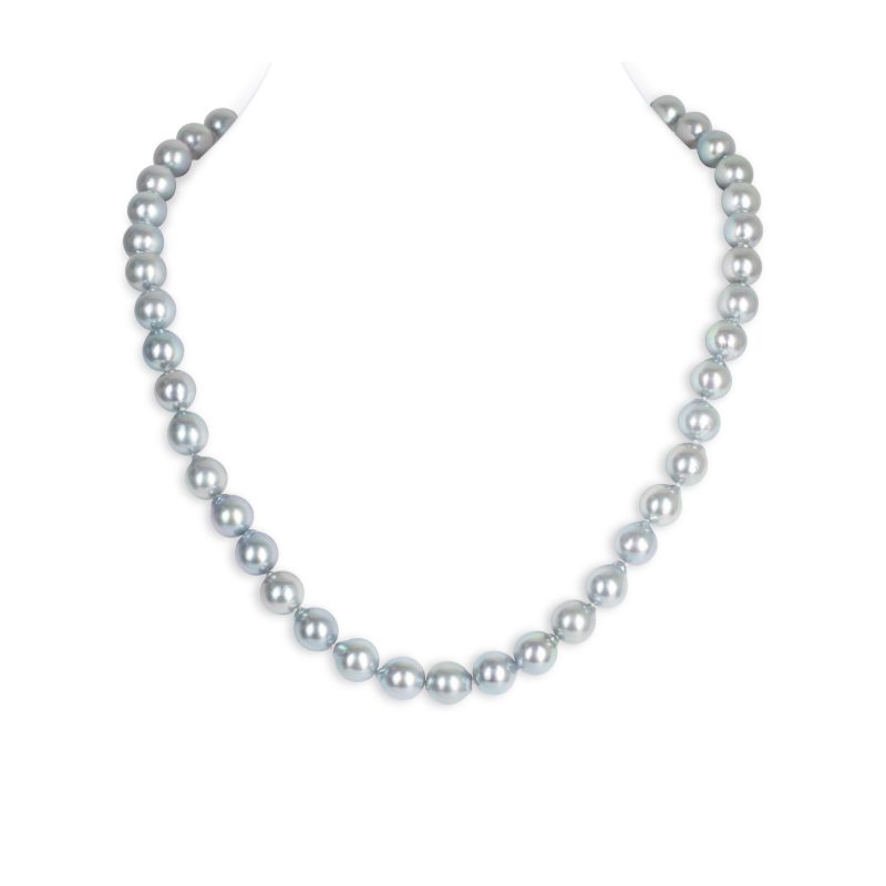 Akoya Silver Grey Round Pearl Necklace