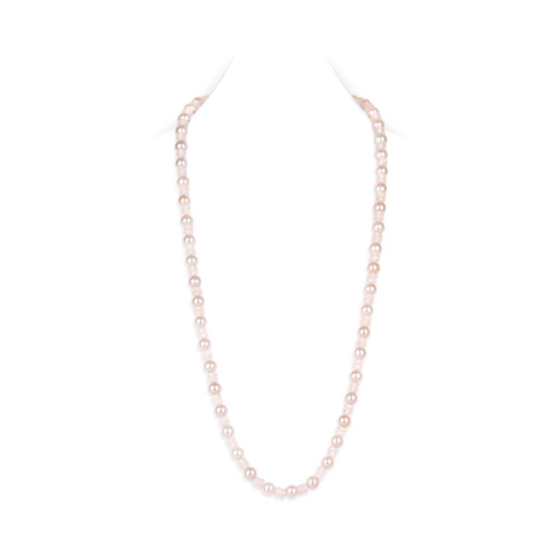 Lavender Pearl with Pink Quartz Gemstone Necklace