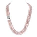 Kamala 3 Strands Lavender Round Pearl Necklace