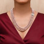 Kamala 3 Strands Lavender Round Pearl Necklace