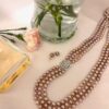Kamala 3 Strands Lavender Round Pearl Necklace