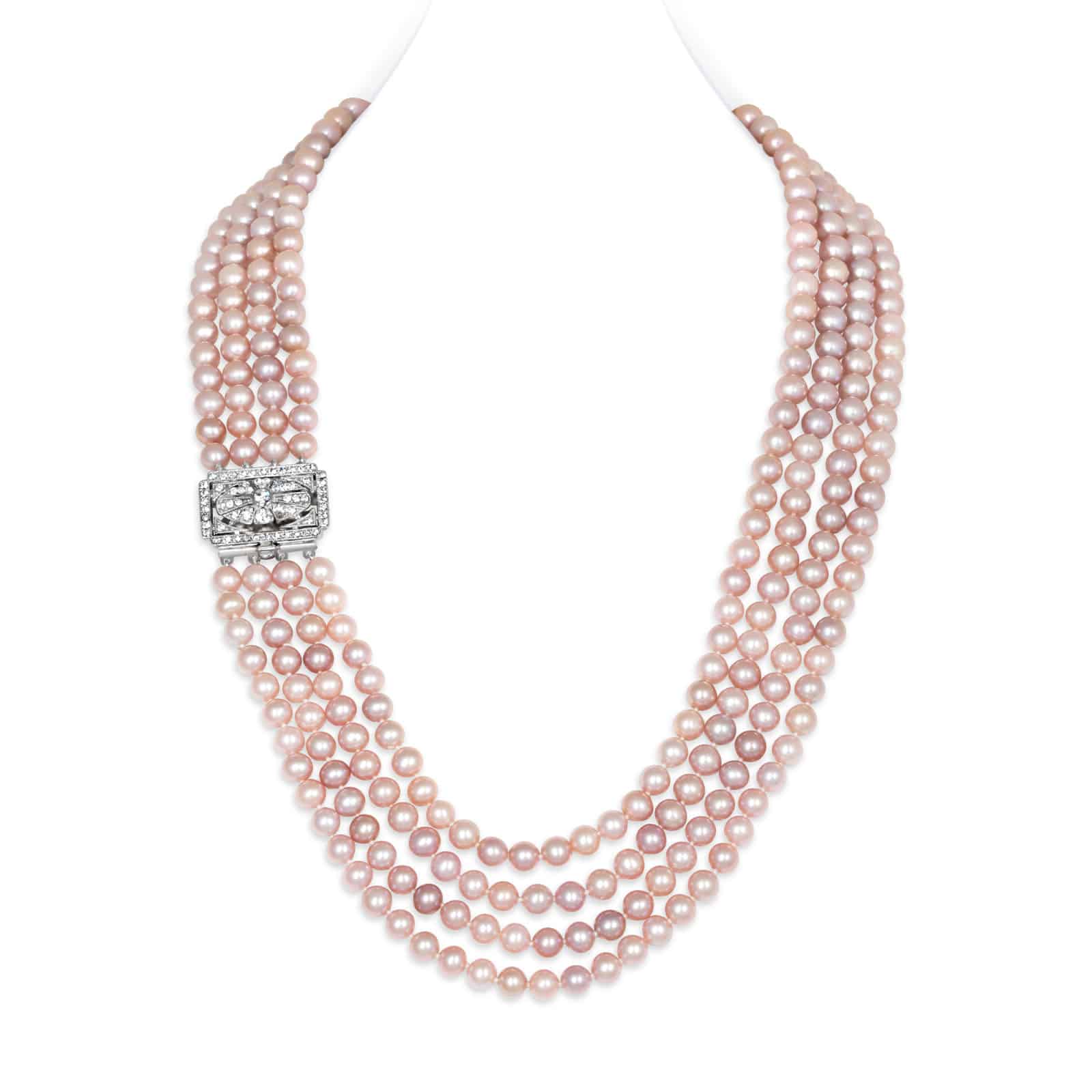 Victoria 4 Strands Lavender Pearl Necklace