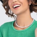 Jackie Lavender Round Pearl Necklace & Ear Studs Set