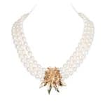 Mountain Beauty Gold Laligurans Necklace / Diamond 3 Strand Oval Pearl