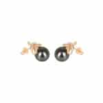 Double Diamond Leaf Tahitian Pearl Earrings