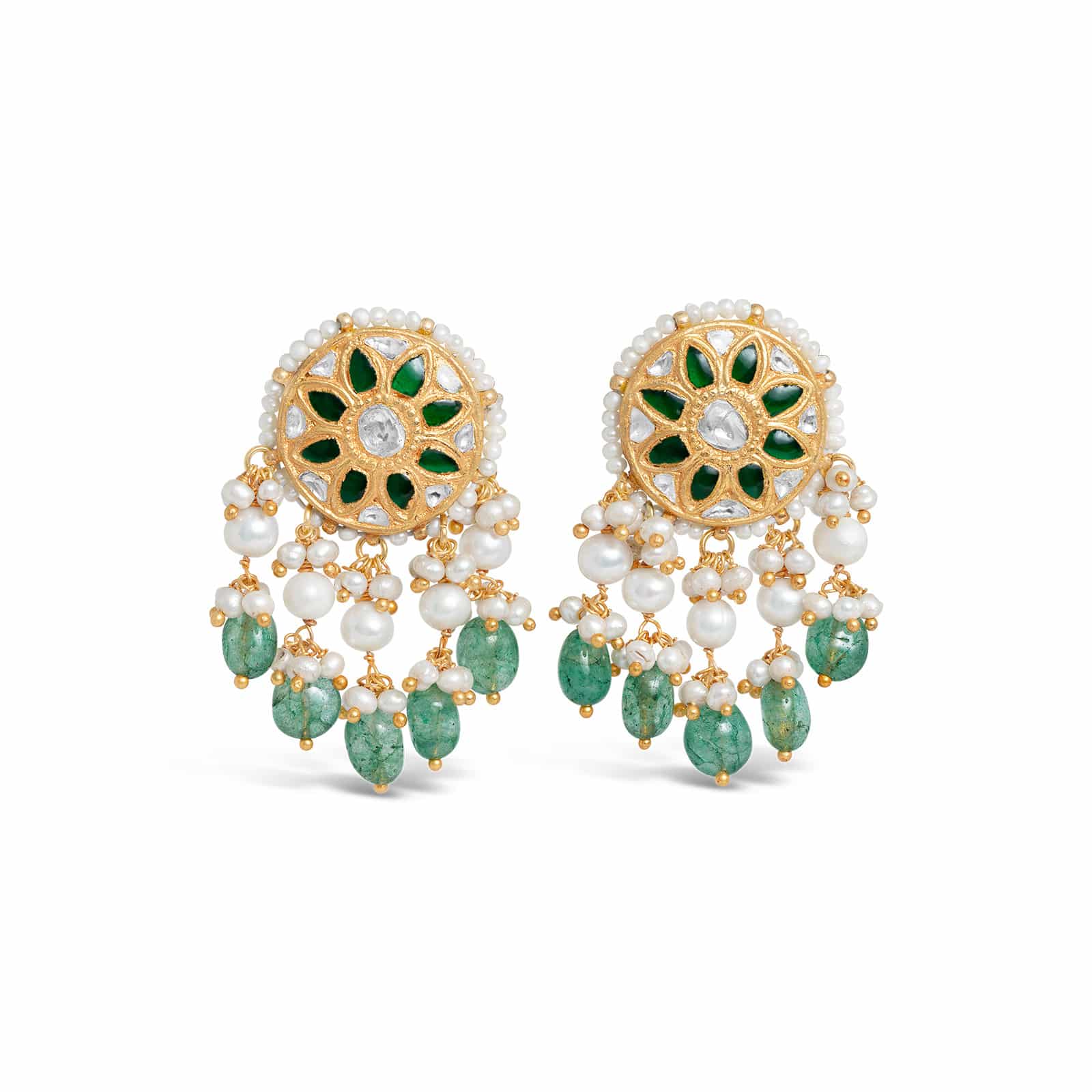 Afrin Polki Long Earrings