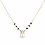 Butterfly Wings Diamond Mangalsutra with Pearl Drop/  6 beads
