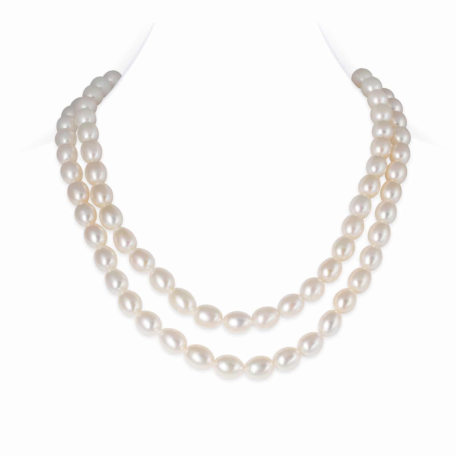 Diana Double Oval Pearl Necklace Ball Clasp