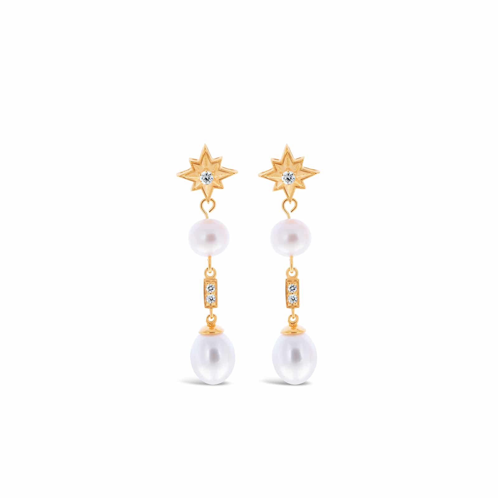 Guiding Star Pearl Drop Earrings