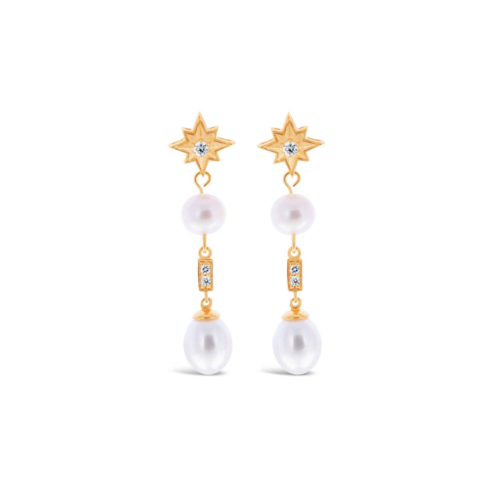 Guiding Star Pearl Drop Earrings