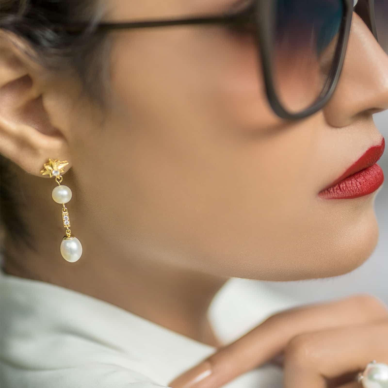 Guiding Star Pearl Drop Earrings