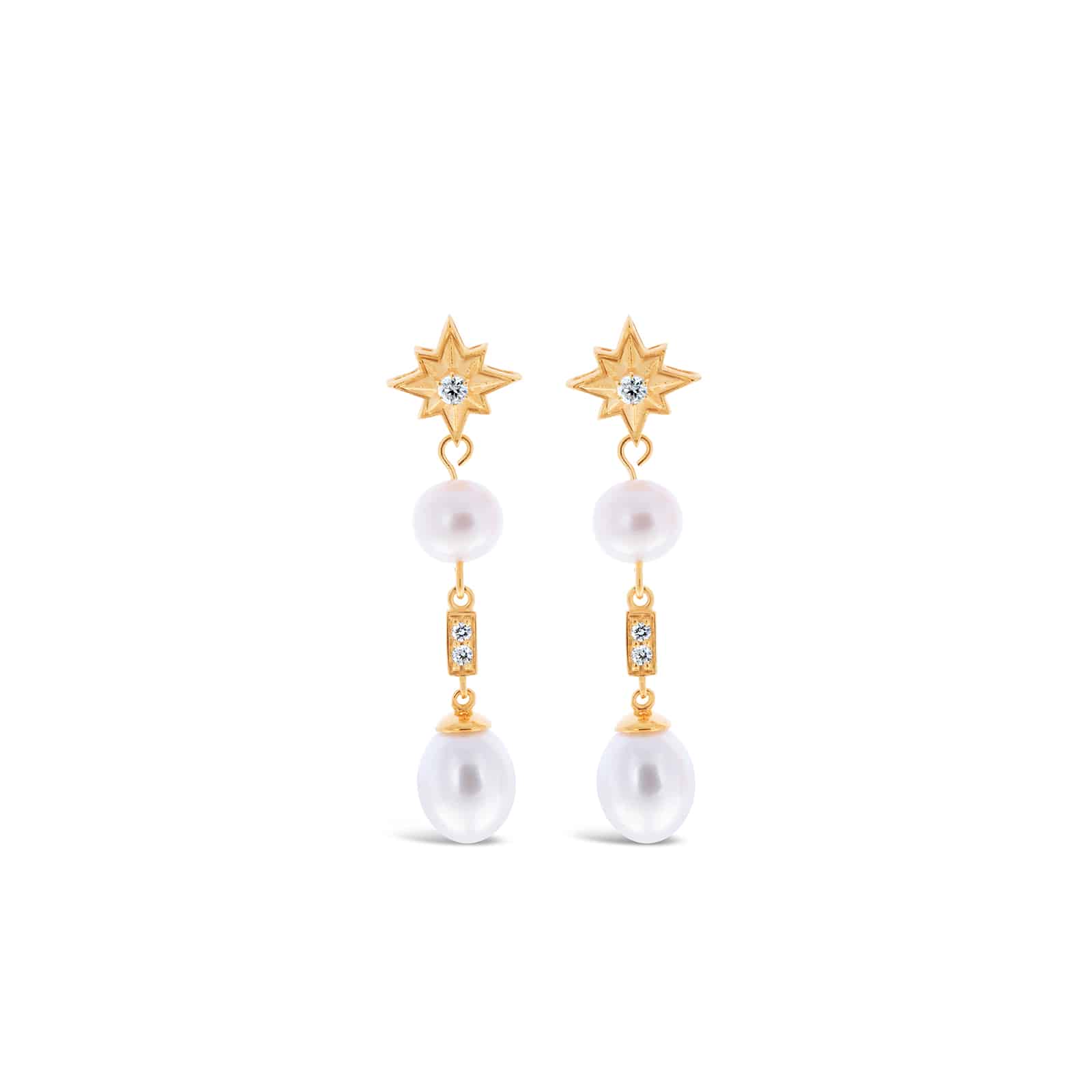 Guiding Star Pearl Drop Earrings