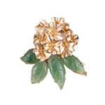Mountain Beauty Laligurans Pendant/ Brooch  without Pearl splash (Gold Flower/ Green leaf )