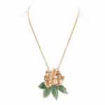 Mountain Beauty Laligurans Pendant/ Brooch  without Pearl splash (Gold Flower/ Green leaf )