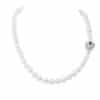 Bella White Oval Pearl Necklace /Ruby Clasp
