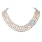 Elizabeth 4 Strands Pearl Necklace/  Oval Lavender