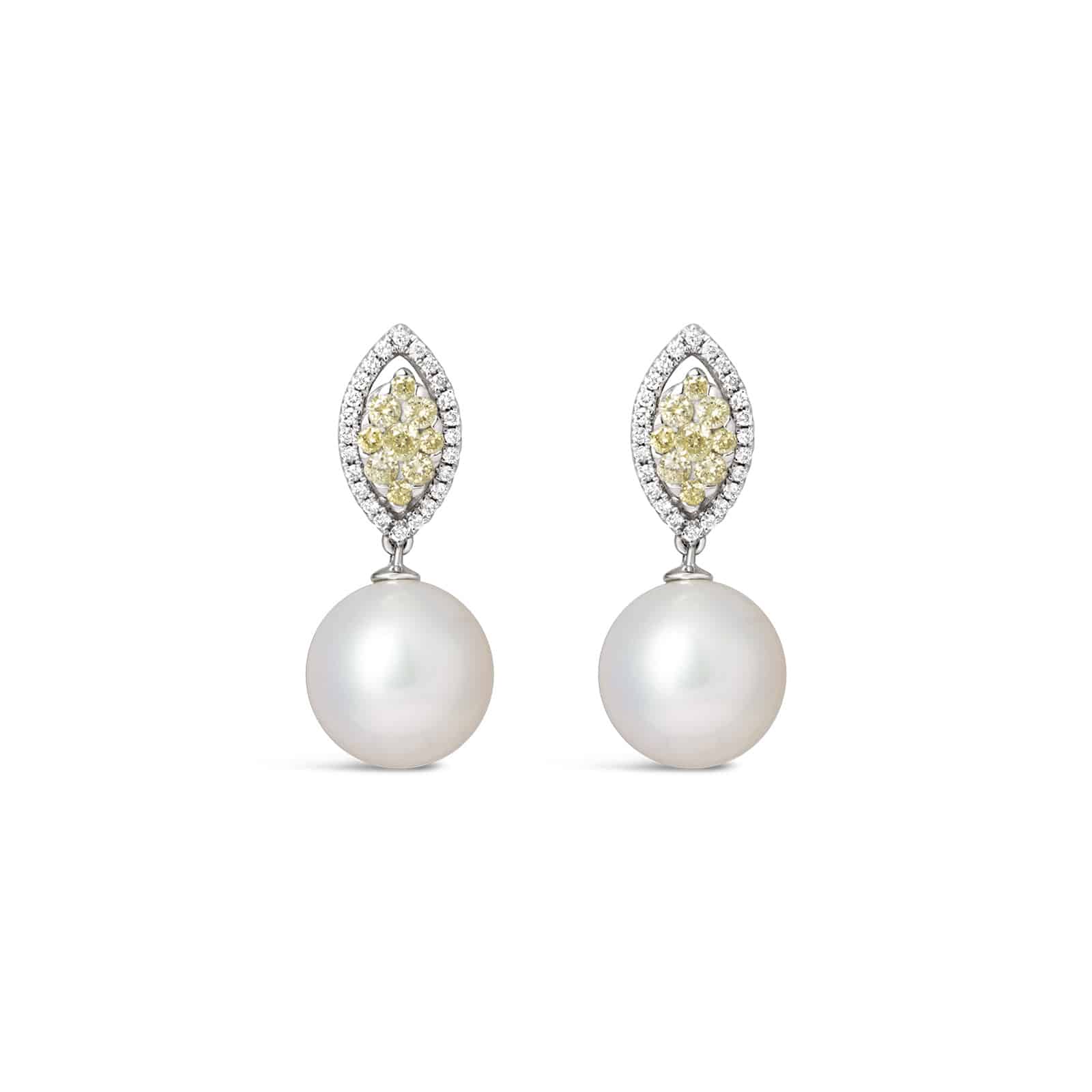 Glory Yellow Diamond and Pearl Earrings