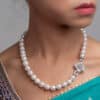 Jenna Flower Round Pearl Necklace / 18 Inches