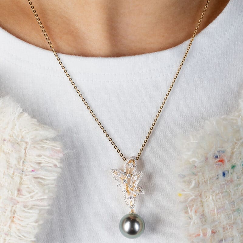 Lisa Pearl and Diamond Necklace