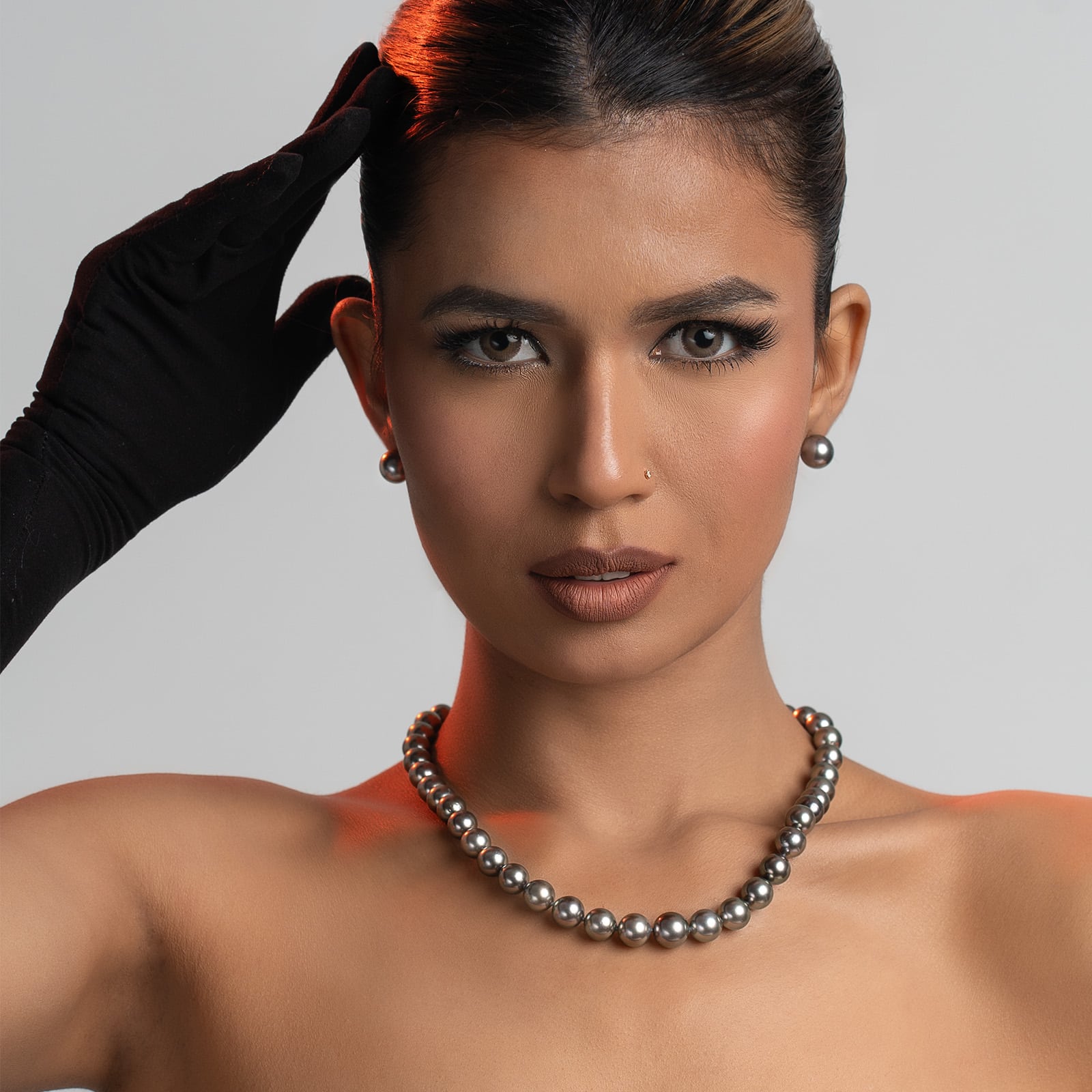 Tahitian Pearl Necklace & Studs Set