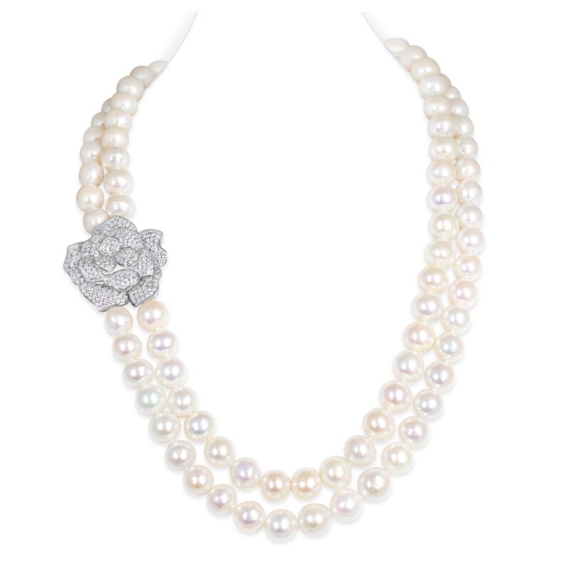 Blooming Orchid Edison Pearl Necklace/ Double Strand