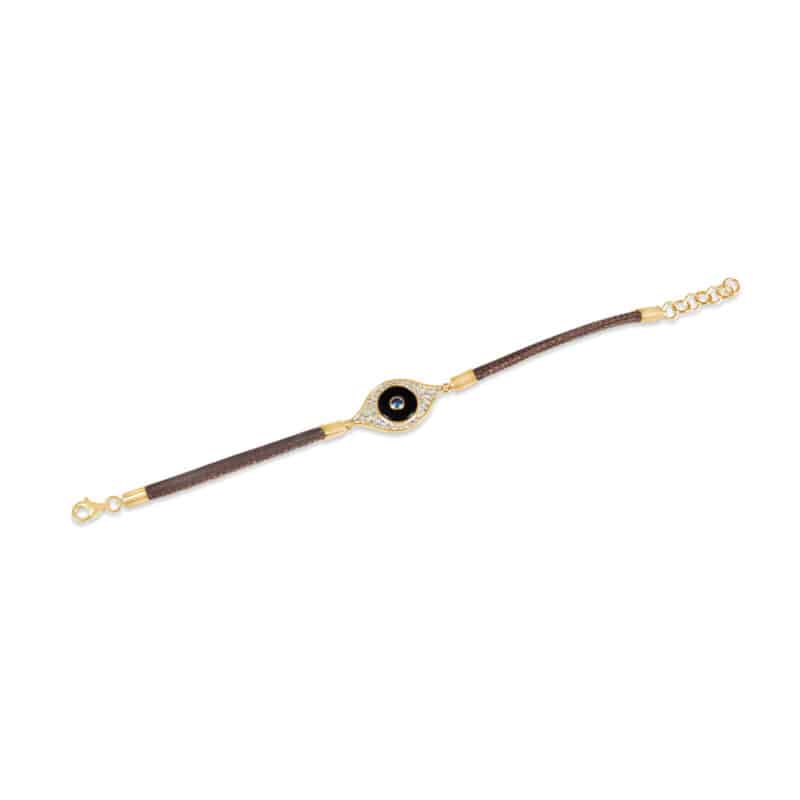 18K Blink Evil Eye Leather Bracelet