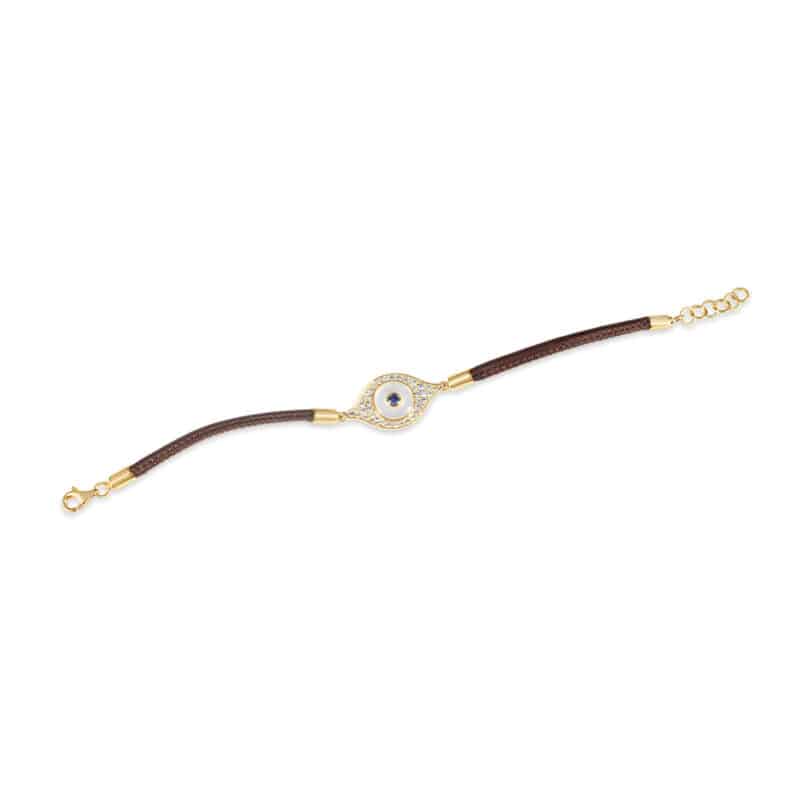 18K Blink Evil Eye Leather Bracelet