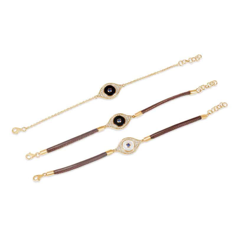 18K Blink Evil Eye Leather Bracelet