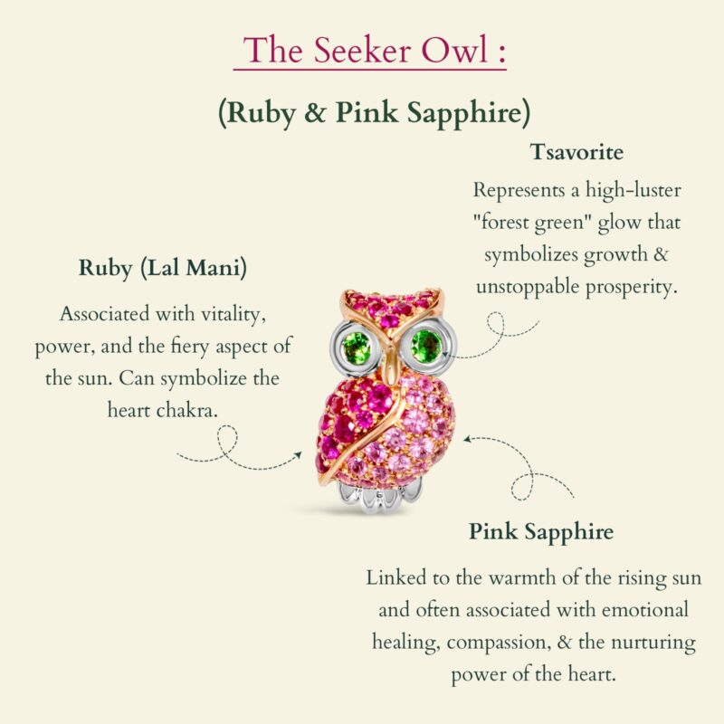 The Seeker Owl Earring (Ruby & Pink Sapphire)