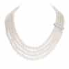 4 Strands Round Pearl Necklace with Silver Clasp