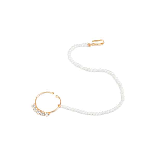 Aalia Nose Ring With Pearls Extender For Non-Pierced Nose