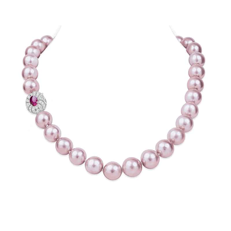 Anna Edison Pearl Necklace / Ruby / 9-13mm
