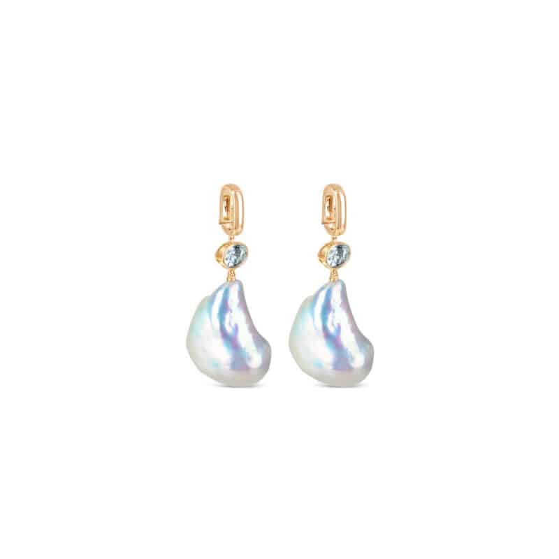 Aquamarine Baroque Pearl Earrings (L)