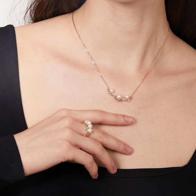 Ava Pearl and Diamond Necklace