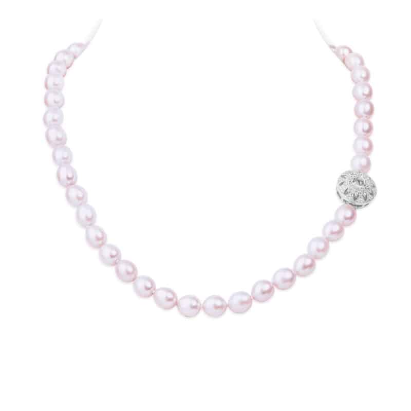 Bella Lavender Oval Pearl Necklace /Moonstone Clasp