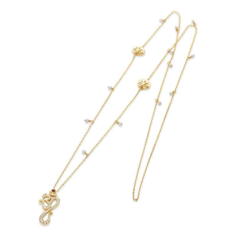 Blessing Aum & Lotus Long Satoir Necklace