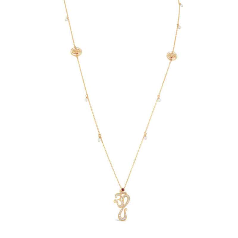 Blessing Aum & Lotus Long Satoir Necklace