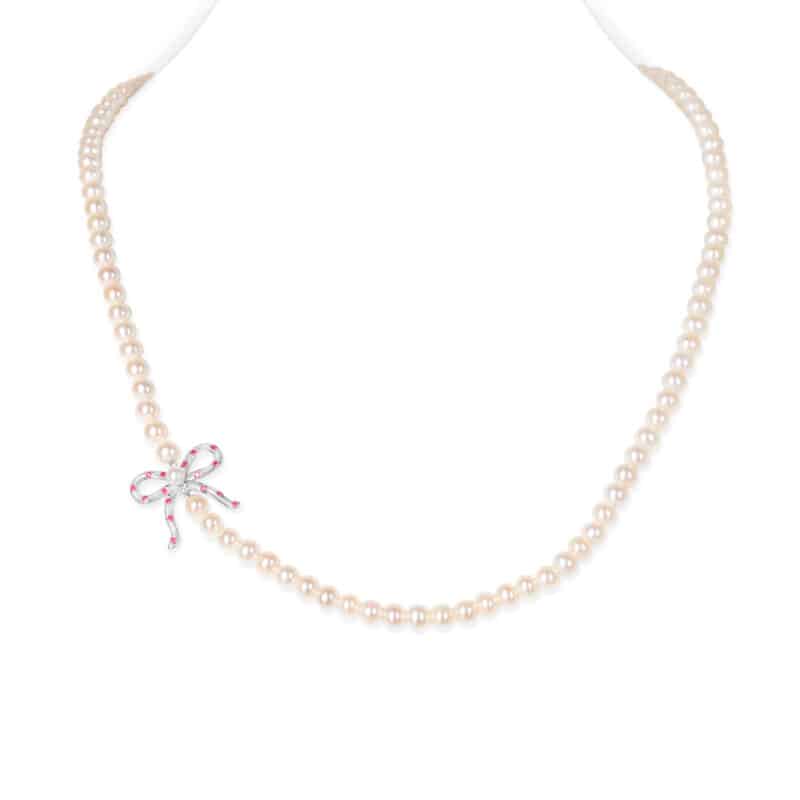 Blushing Bow Side Necklace