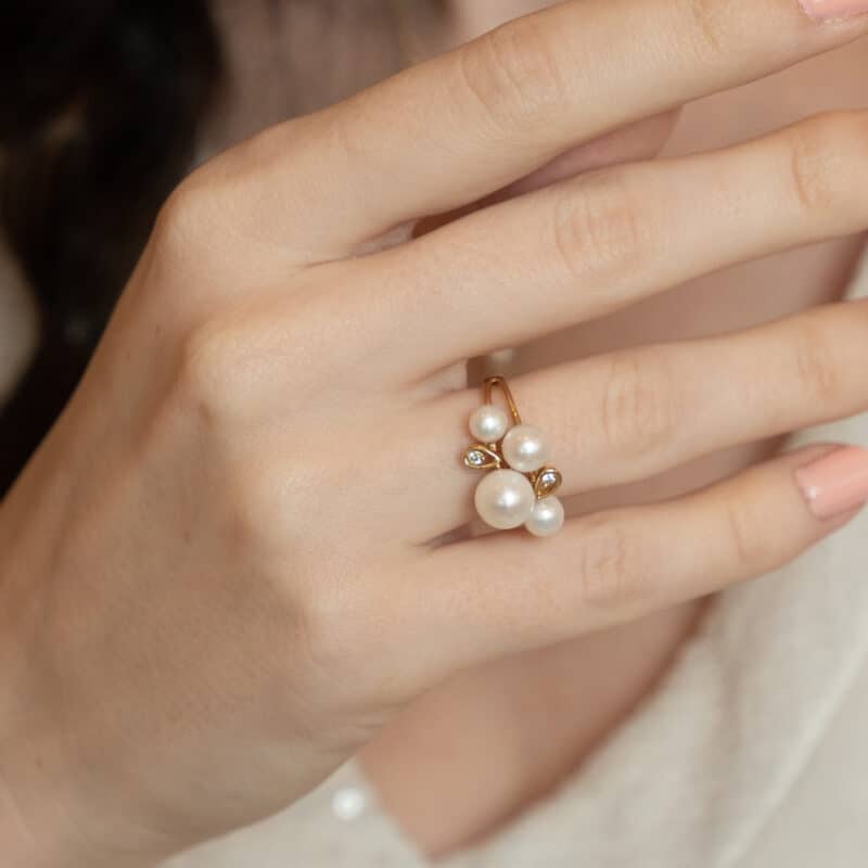 Bubbles Pearl & Diamond Ring
