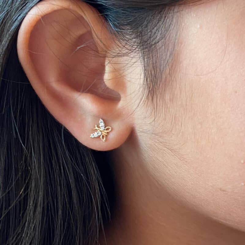 Butterfly Wings Diamond Earrings/  Regular size