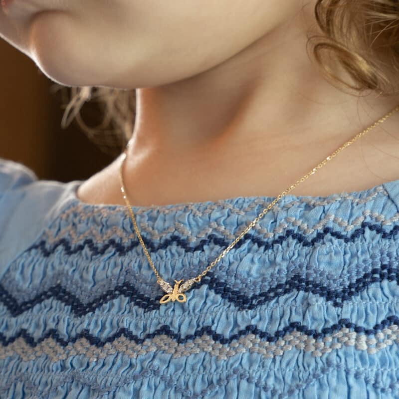 Butterfly Wings Diamond Necklace / Small size