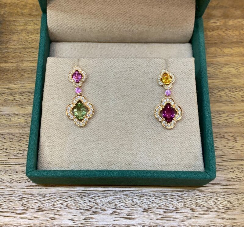 Multi Colour Sapphire Earrings